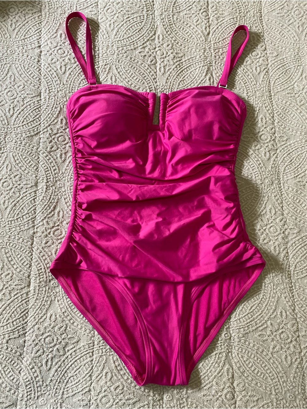 DKNY Girls Bright Fuchsia One-Piece Swim Suit